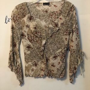 Ruffled Floral Wet Seal Blouse.